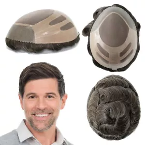 Mens Toupee Human Hair Replecement System Fine Mono Hairpieces Bond #420 - Picture 1 of 8