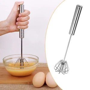 Batidor de huevos batidor de empuje manual semiautomático de acero inoxidable batidor giratorio de 1 pieza - Imagen 1 de 13
