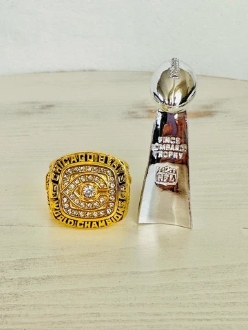 1985 Chicago Bears Super Bowl Championship Ring + Trophy, US SHIP Cover