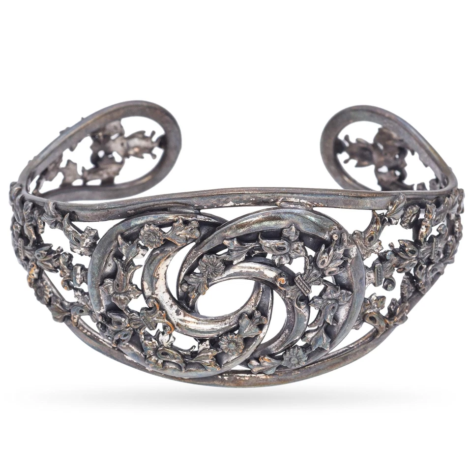 Vintage Napier Silver Plated Filigree Cuff Bracelet - Image 1 of 4