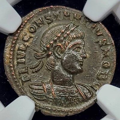 AD 337-361 Roman Empire Constantius II AE3 BI Nummus | NGC Ch AU - Image 1 of 3