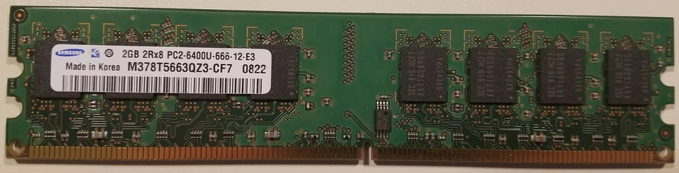 Samsung 2GB DIMM 800 MHz PC2-6400 DDR2 Memory (M378T5663QZ3-CF7) - Image 1 of 1