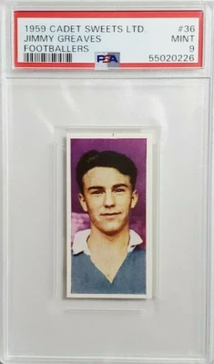 Tarjeta de fútbol 1959 Cadet Sweets #36 Jimmy Greaves segundo año PSA 9 como nueva Inglaterra Salón de la fama Foto 1 de 4