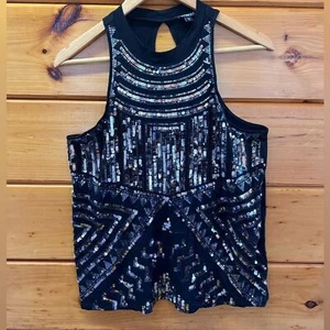 Camicetta girocollo senza maniche con collo e paillettes Express Halter M - Foto 1 di 4