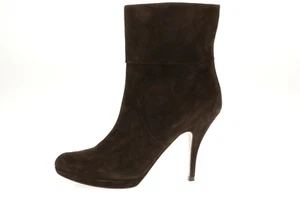 Salvatore Ferragamo Womens Brown Suede Pull On Ankle Boots Heels Size 9.5 B - Picture 1 of 6