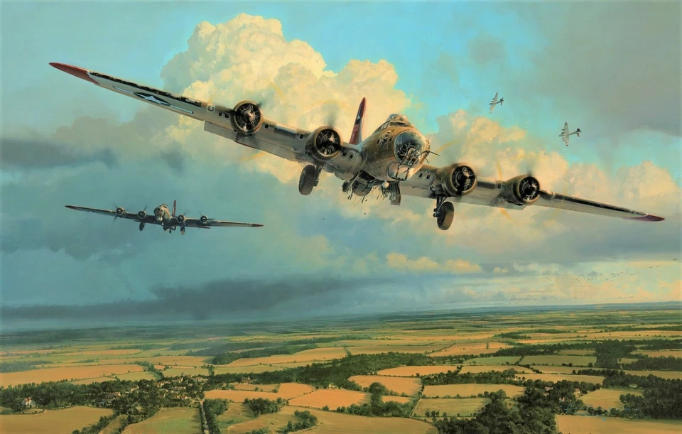 Thunderheads Over Ridgewell por Robert Taylor arte de aviação assinada por B-17 Aircrew - Imagem 1 de 1