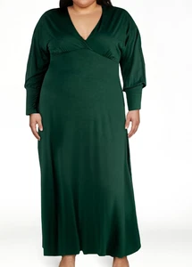 24seven Womens Maxi Dress Comfort Size V-Neck Hunter Green Size 2X - Picture 1 of 7
