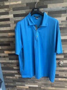 Nike Dri Fit Tiger Woods Platinum Golf Shirt Men's Large L Blue Short Sleeve - Picture 1 of 6