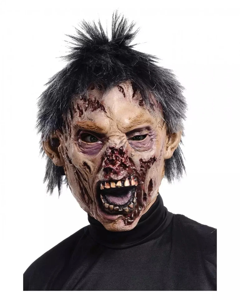 Gefräßiger Zombie als Halloween Maske mit Haaren - Bild 1 von 1