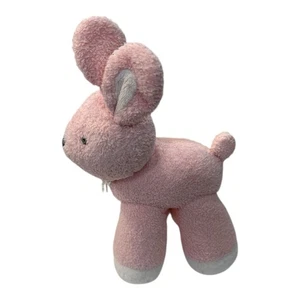 Soft Dreams Pink White Terry Cloth Standing Bunny Rabbit Rattle Hearts Bow Plush - Picture 1 of 8