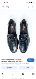 Bruno Magli Herrenschuh Trieste Bit Premio Leder Halbschuh Schwarz 10,5 - Bild 1 von 11