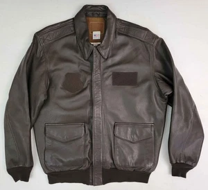 Avirex DSCP A-2 Brown Leather USAF Flight Flyer's Bomber Jacket Men's L / XL - Picture 1 of 9