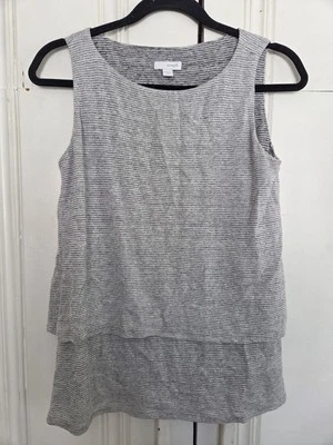 Blusa sin mangas relajada J.Jill Pure Jill boho a rayas de lino mezcla modal en niveles  Foto 1 de 4