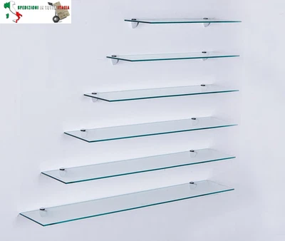 Mensola da Parete in Vetro 1000cm, per Bagno e Doccia, Con Vetro di Sicurezza Te - Immagine 1 di 4