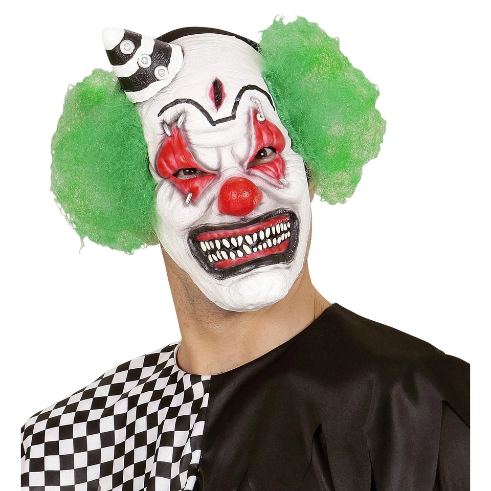 MASCHERA CLOWN KILLER CAPELLI VERDI - Immagine 1 di 1