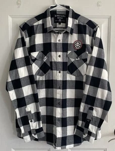 Boneyard Brewing Shirt Mens L Black Button Up Flannel Plaid Long Sleeve - Picture 1 of 4