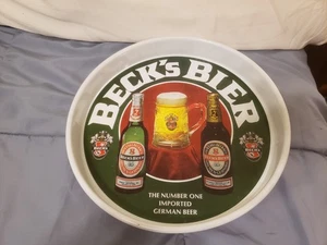 Beck's Bier Metall rund Serviertablett 13" Barware Deutsche Taverne Bier Tablett - Bild 1 von 5