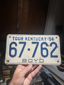1954 Tour Kentucky License Plate Boyd County KY Tag 67-762 - Picture 1 of 4
