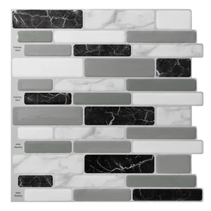 10Pcs Self Adhesive Marble Grey Wall Tile,Peel and Stick Backsplash for Kitchen, - Picture 1 of 12
