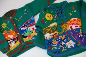 Artesanias Hand Made Peru Baby Peru Strickjacke Pullover 100% Wolle Yusutex - Bild 1 von 13
