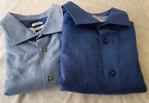 Lote de 2 Camisa de Vestir Joseph Abboud 2X Azul Claro y Azul Marino Calce Clásico Botón Frontal - Imagen 1 de 21