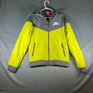 Nike Girl Windbreaker Jacket Yellow Long Sleeve Full Zip Hooded Size S Polyester - Picture 1 of 12