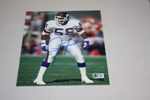 FOTO FIRMADA 8x10 de los Gigantes de Nueva York Lawrence Taylor #56 patio 1999 certificado Beckett - Imagen 1 de 1