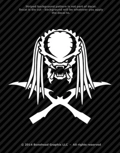 Predator Inspired Face With Blades Vinyl Decal Window Sticker - 25 Colors - Picture 1 of 27
