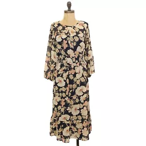 Vestido Midi Cintura Calada Nordstrom COLLECTIVE CONCEPTS Floral Gasa NUEVO B28 - Imagen 1 de 6