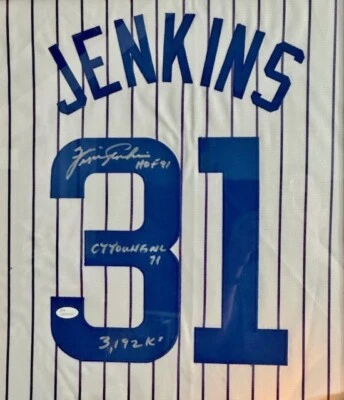 Fergie Jenkins Chicago Cubs Autographed 16x20 Jersey Swatch (JSA) - Image 1 of 4