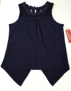 Top smanicato jeans Arizona bambina taglia small 7/8 blu dettagli pizzo nuovo con etichette - Foto 1 di 5
