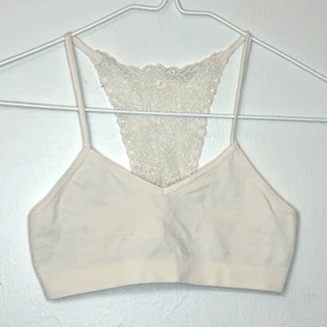 Tucker + Tate Lace Back Halter Seamless Bralette Ivory White Small 7/8 - Picture 1 of 3