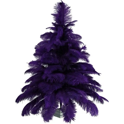 Purple Ostrich Feather Christmas Tree Real Bird Feather Branches Stand Included - Image 1 of 4