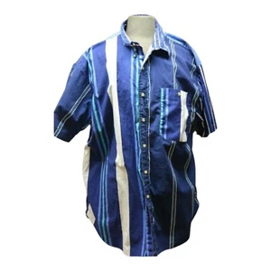 Chaps Ralph Lauren Size X Large Short Sleeve Blue Stripe Men's Shirt - Picture 1 of 8