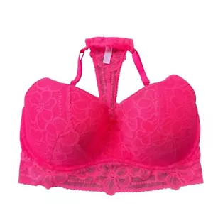 Victoria Secret Pink Tropical Lace Push-Up Bralette Large Neon Hot Pink - Picture 1 of 5