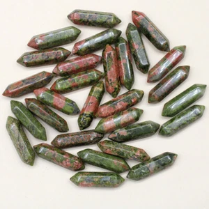 500pcs Natural Unakite Stone Healing Hexagonal Column Reiki Home Decor 30x8mm - Picture 1 of 6