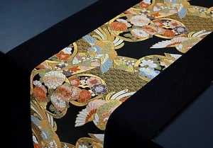 Kimono Table runner Japanese Gold brocade fabric Obi Reversible Asuka - Picture 1 of 6