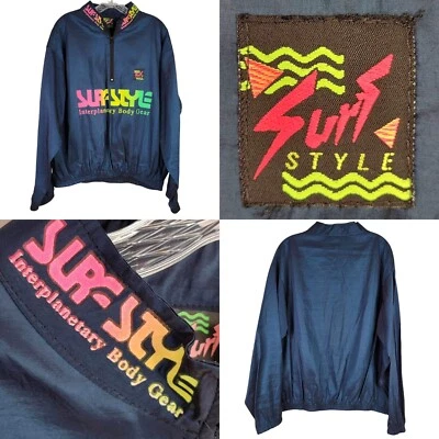 VTG Surf Style Interplanetary Body Gear Iridescent Windbreaker Jacket One Size - Image 1 of 4