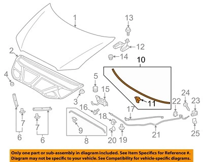 MITSUBISHI OEM 07-19 Outlander Sport Hood Hood Components-Rear W'strip 5902A006 - Image 1 of 2