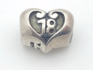 Chamilia Sterling Silver 925 Loving Heart Sweet 18 Spacer 1/2' Inch Charm - Picture 1 of 7