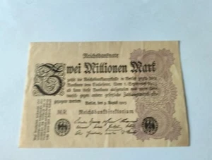 ZWEI MILLIONEN MARK 1923 BANCONOTA 2.000.000 MARCHI GERMANIA - Imagen 1 de 2