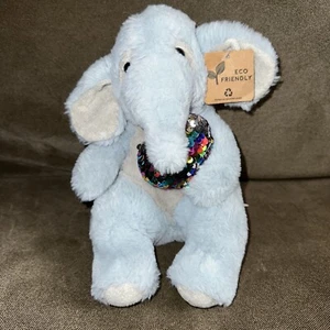 Aurora Sluuumpy Sweetheart Gray Elephant W/ Sequin HeartPlush Stuffed Animal 8" - Picture 1 of 2