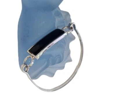 Unbranded 8" Black Onyx "Stirrup" Style Bracelet Marked "Silver" With Spur... - Image 1 of 4