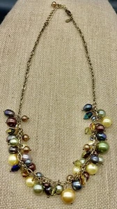 Signierte Vintage Krone PB Premier Design Kunstperlen schöne mehrfarbige Halskette - Bild 1 von 13