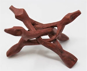 4" Carved Wood Tripod Display Stand: Shells, Smudge Bowl, Crystal Balls (Cobra) - Picture 1 of 4