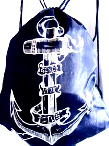 Rucksack Sportbeutel "TITUS" marine großer Anker-Druck weiß maritim Gr. 40x32 cm - Bild 1 von 3