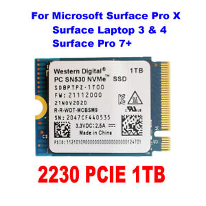 WD SN530 m.2 2230 SSD 1TB NVMe PCIe for Microsoft Surface Pro 7+ 8 Steam Deck