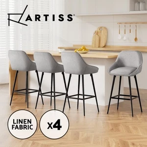 Artiss 4x Bar Stools Upholstered Stool Counter Seat Kitchen Dining Chairs - Picture 1 of 9