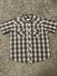 Wrangler Shirt Mens XXL 2XL Plaid Western Pearl Snap Short Sleeve - Picture 1 of 9