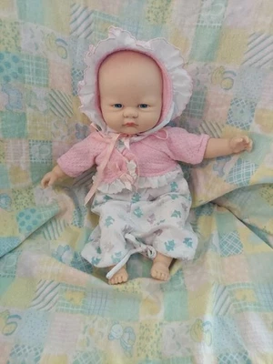 "Muñeco bebé gruñón Unimax vintage cuerpo de tela con extremidades de vinilo ~ 11"" TODO original 1991" Foto 1 de 4